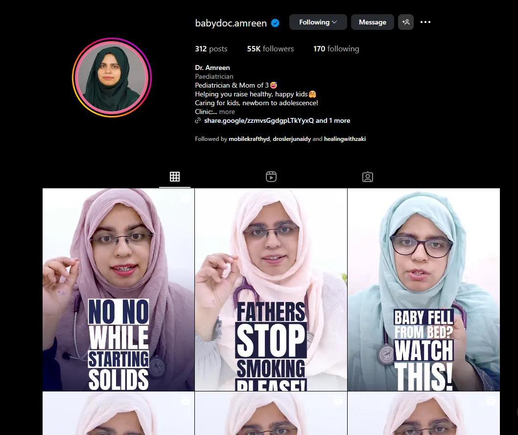 Screenshot of @babydoc.amreen