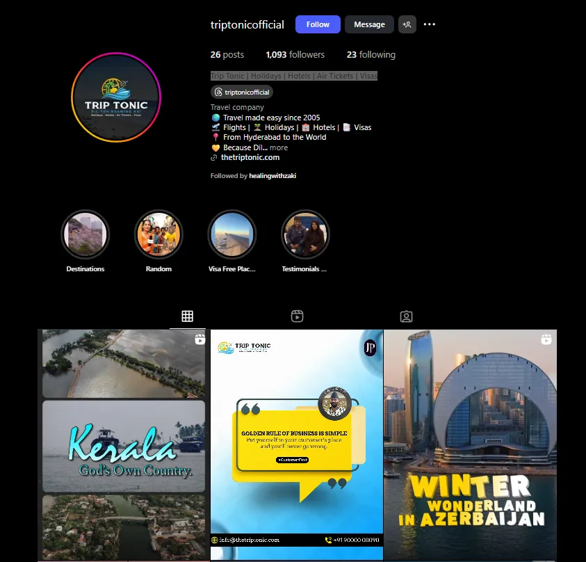 Screenshot of @triptonicofficial